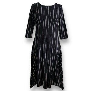 MxM by Matthildur Womens Dress XS Black Gray Stripe Midi Lagenlook Minimalist